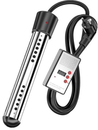 Chauffe-Eau À Immersion 2000W avec Minuterie Arrêt Automatique Chauffage de Bain à Remous, Acier Inoxydable 304, Indicateur de Température, Chauffe-Eau À Immersion Électrique