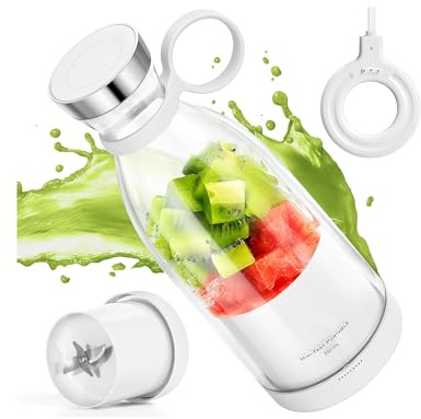 334ml Portable Blender, Magnetic USB Fast Charge, for Shakes and Smoothies | Fashion Mini Bottle, Take It for Travel, Outdoor, Gym, Office, Cars, Home, Sport, Gift (White)