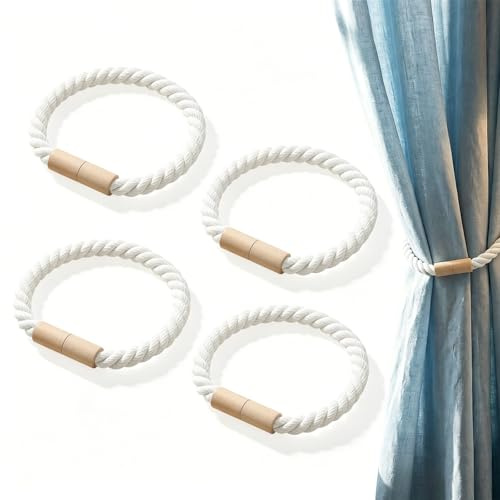Juego de 4 Cierres de Cortina magnéticos, Color Blanco, imán Fuerte, Accesorio para decoración del hogar y Oficina