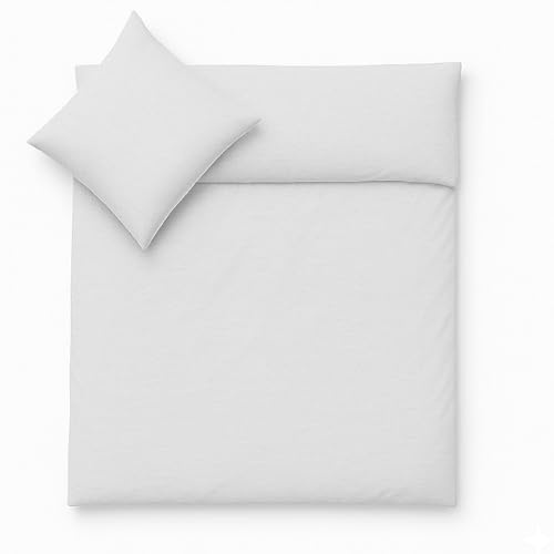 Julido Jersey-Bettwäsche-Set und Kissenbezug, 100% Baumwolle (Oeko-TEX). 2-teiliges Bettwäsche-Set mit Reißverschluss, ultraweich und atmungsaktiv (Hellgrau, 155x220cm)