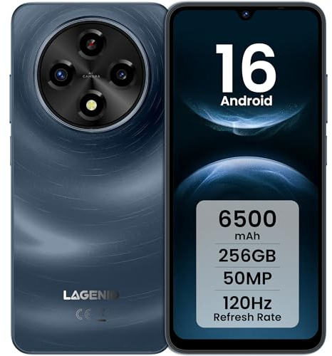 LAGENIO A12 Pro Smartphone Ohne Vertrag Android 16, 24GB+256GB/1TB TF, 6500mAh, 6.9 HD+ 120Hz, T7250 Octa Core, 50MP+8MP, Dual SIM 4G, OTG/Face ID/GPS/Widevine L1