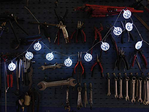 BRISA VW Collection - Volkswagen 3D Batterie Lichter-Kette Garten-Beleuchtung-Partylicht Volkswagen Design (Innen/3 m/LED/VW Logo/Weiß)