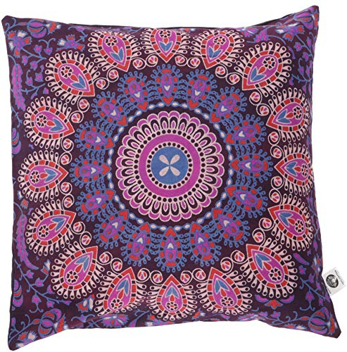 GURU SHOP Boho Kissenhülle Mandala, Bedrucktes Folklore Kissen - Plum/pink, Baumwolle, 40x40x0 cm