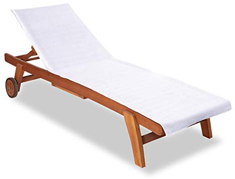 Class Home Collection Schonbezug für Gartenliege | Frottee Liegenauflage | Strandliegenauflage 75x200 cm | 100% Baumwolle | Weiß