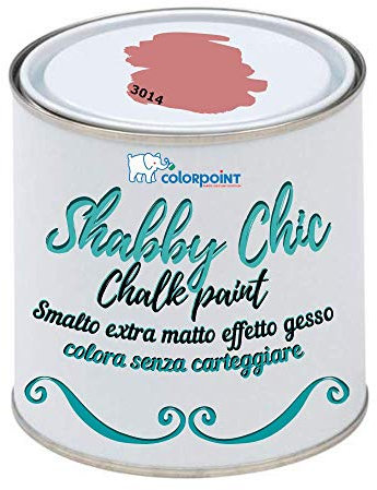 Vernice Shabby Chic CHALK PAINT 1 Litro - Pittura Extra Opaca - Colora senza Carteggiare - 22 COLORI VINTAGE (Rosa Antico 3014)