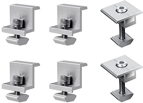 Lot de 6 supports de panneau solaire - 4 supports de panneau solaire Z avec 2 pinces centrales - Borne d'extrémité de module solaire - Pour camping-cars, bateaux, toits, murs (30 mm, aluminium)