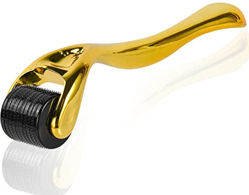 LOPHE Derma Roller, Derma Roller 0.5mm Dermaroller Visage, Roller Micro Aiguille pour Anti-rides Anti-âge Retrait de Cicatrice Acne Vergetures pour Visage Corps Yeux(Noir)