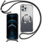 Phoona Handyband Hülle für iPhone 12 Pro Max mit Band [kompatibel mit MagSafe], Luxuriöse Glitzer Beschichtung Magnetische Handyhülle für iPhone 12 Pro Max Silikon Stoßfest Schutzhülle, Schwarz