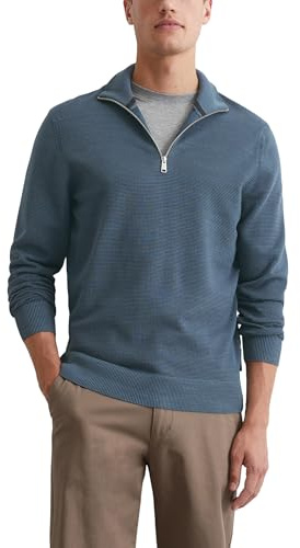Marc O'Polo Herren Strickpullover aus Bio-Baumwolle mit Reißverschluss