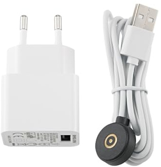 Sigor Easy-Connect puk Ladekabel inkl. Netzteil - Magnetisches Ladekabel für alle Akkuleuchten mit Easy-Connect puk-Anschluss, Länge 1,2m, weiß