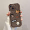 Coalbooliy Handyhülle für iPhone 15 hülle 6,1'', Aesthetic 3D Teddybär Muster Design Kaffeefarbe Weiche TPU Silikon Stoßfest Kameraschutz Schutzhülle Bumper Ultra Dünn Mädchen Case, 01