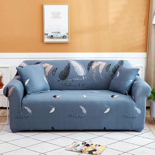 Sofaschoner Blau Sofaüberwurf Weich Spandex Sofaschoner rutschfest Couch Überwurf Waschbare Sofa Überzug Sofabezug mit Elastischen Riemen Sofabezug L Form Universelle 1 Sitzer
