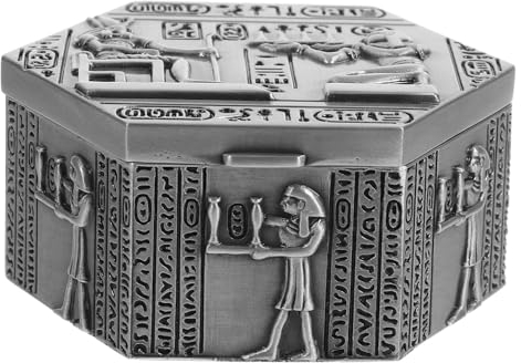 IMIKEYA Antike Metall-Schmuckschatulle Vintage-Schmuckkästchen Mit Geprägten Ringen Sechseck-Ohrring-Schatztruhe Schmuck-Organizer-Etui Mini-Aufbewahrungsbox Für Andenken Silber