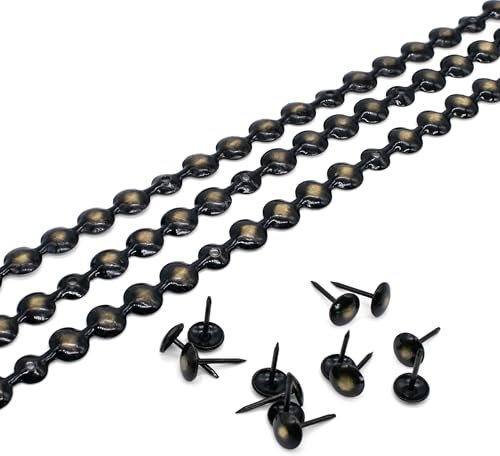 H-BOLT - 5 & 10 Meter Universal Decorative Nail Strips for Upholstery and Furniture - Includes Loose Upholstery Tacks for Easy Installation (9.5mm Antique Bronze, 10 Meters)
