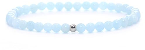 Echtes Aquamarin Edelstein Armband mit 4mm Perlen - verschiedene Längen - Heilstein Schutzstein Talisman Glücksbringer Geschenk (Aquamarin, 14CM)