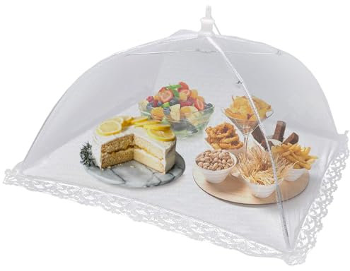 5 Pcs Food Covers 14’’ to 17 Inches - Food Cover Pop-Up Umbrella - Screen Cover Food Umbrellas Domes for Outdoors Camping, Parties, Picnic, BBQs, Food net Cover Mesh Pop Up Reusable and Collapsible