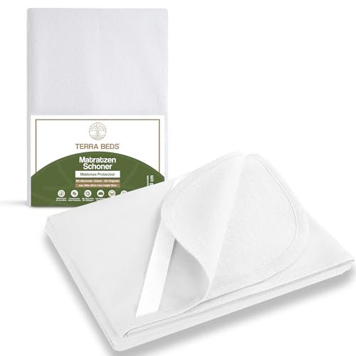 Terra Beds Matratzenschoner 60 x 120 cm, 100% wasserdichte Matratzenauflage, atmungsaktives und superweiches Baumwollmaterial, geräuschlos, Oeko-TEX-Zertifiziert, Fleckenschutz und waschbar