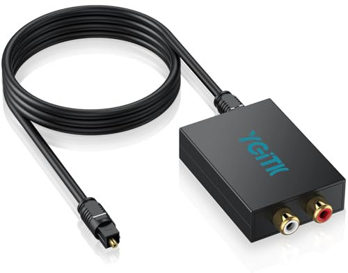 YGiTK Covertidor Digital a Analógico, 192KHz SPDIF a RCA Conversor de Audio con Cable Óptico para Televisores, Descodificadores, Reproductores de DVD/Blu-ray y Videoconsolas