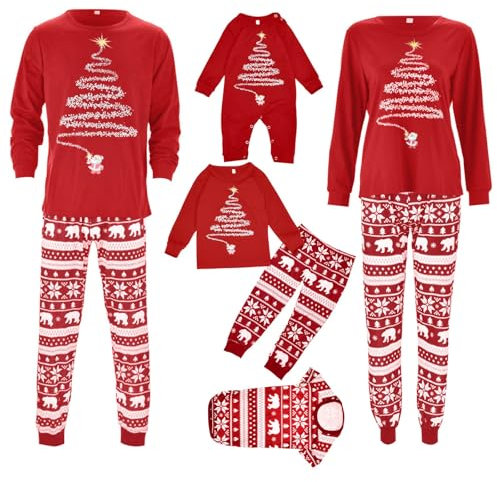 MOVAWAKY Pyjama Noel Famille Assortie,Vetement De Noel Pyjama De Noel A Carreaux Pyjama De NoëL pour BéBé Vetement Bebe Noel Fille Tenue Pere Noel Enfant Costume Noel Homme