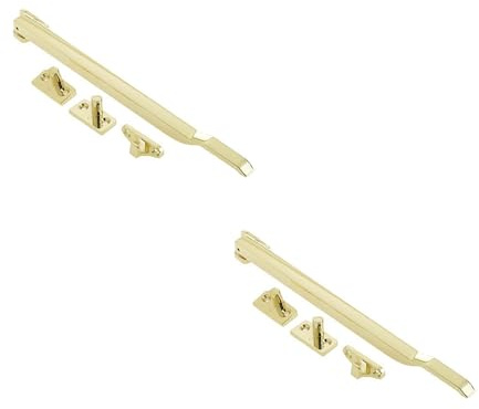 2 Pack Modern Non-Lockable Casement Stays 250mm in Polished Brass Finish for Enhanced Window Functionality - Window Peg Bar