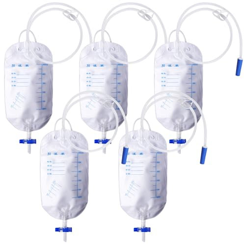 5 Stück 500ml Urinbeutel Beinbeutel, Urinbeutel katheterbeutel Urindrainagebeutel, Katheter Beinbeutel, Urinbeutel bei Inkontinenz, Urinbeutel mit Ventil und T-Ablass, Drainagebeutel