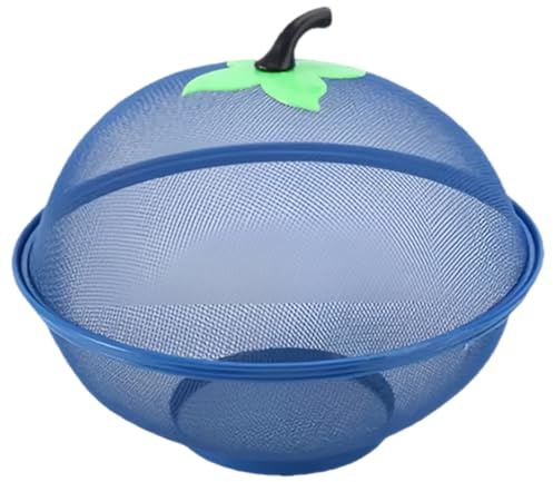 Netz-Obstkorb mit Deckel, 27, 9 cm große Obstschale aus Edelstahl mit niedlichem Griff und erhöhtem Boden, fliegensicherer, abgedeckter Behälter für die Küche, Theke, Zuhause, Schüssel mit Deckel