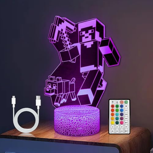 Nzkeuf Nachtlicht für Kinder, 3D LED Nachttischlampe, 16 Farben Ändern mit Fernbedienung und Smart Touch Stimmungslichter, Anime Merch Lampe, Spielzeug ab 2 3 4 5 6 7+ Jahre Jungen Mädchen Geschenke