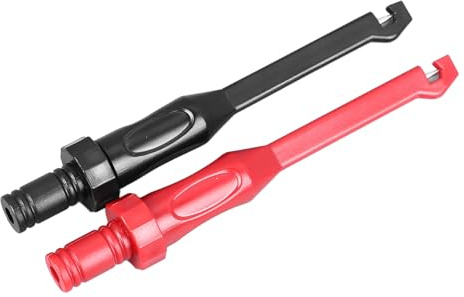 Hyuduo Clip Gancio per Test, Sonda A Gancio PA in Rame Nichelato Spina A Banana 4 Mm, CATII 1000 V 10 A, 2 Pezzi Rosso per Test di Misurazione Multimetro e Controlli Elettrici