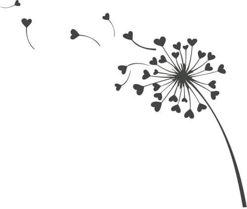 CLICKANDPRINT Aufkleber » Pusteblume Herzen, 30x25,3cm, Anthrazit Metallic • Dekoaufkleber/Autoaufkleber/Sticker/Decal/Vinyl