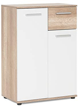 möbelando Kommode Standschrank Beistellkommode Highboard Schrank Anrichte Jacklin I Wildeiche/Weiß