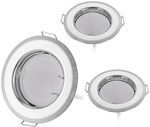 HCFEI 3er Set LED Einbaustrahler ultra flach mit LED Spot Modul 230V I 3W 320lm I Warmweiß 3000K I 120°Abstrahlwinkel I Dimmbar I Chrom I 53-70mm Einbauloch I Einbauleuchte rund