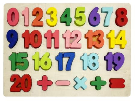 KanCai Zahlen-Holzpuzzle Grosse Bunte Nummern 1-20 Holzspielzeug für Spielerisches Lernen von Zahlen Kinderpuzzle für Spiel Spaß
