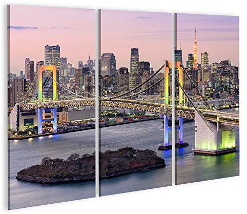 islandburner Bild auf Leinwand Tokyo Japan Skyline Mit Regenbogenbrücke Und Tokyo Tower Bilder Wandbilder Poster