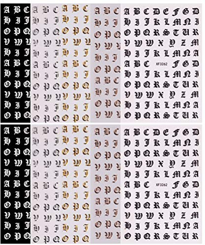 10 Sheets Nail Decor Nail Art Stickers Calcomanias para Uñas Stickers Alphabet s Tech Letter s Makeup Accessories Polish s UNA Rose Gold