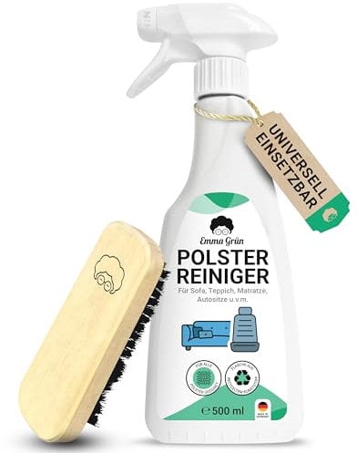 Nettoyant Premium pour Canapés & Sièges Auto, Nettoyant Durable pour Canapés 500ml, Nettoyant pour Canapés & Meubles Rembourrés avec Brosse, Emma Grün Détachant Canapé d'Allemagne