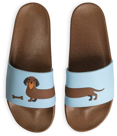 Dedoles Badeschuhe & Hausschuhe viele lustige Designs Bücher Kaffee Katze Party Pizza Dackel Fuchs Panda Delfin Geschenk, Farbe: Langer Dackel, Gr.: 36 EU
