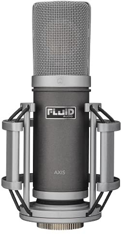 Fluid Audio Microfono da studio a condensatore professionale Axis (diaframma d'oro da 34 mm, diagramma polare cardioide, incluso shockmount, cavo XLR, chitarra, percussioni, 20Hz-20kHz),Nero