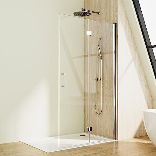 Walk in Duschwand Duschabtrennung 116x195cm Walk in Dusche Duschkabine 6mm NANO Sicherheitsglas Glas Faltwand Duschfaltwand Falttür Drehfalttür Duschtrennwand
