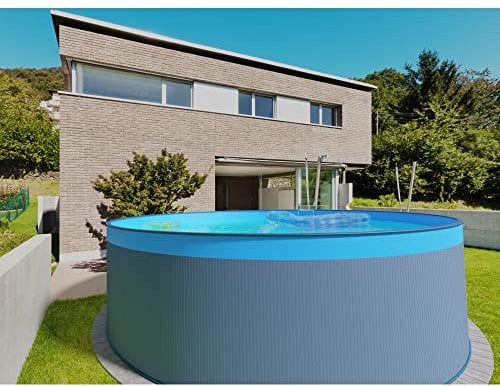 Stahlwandpool Set rund Acapulco 450x90 cm, Stahl 0,3 mm anthrazit, Folie 0,2 mm blau, Overlap