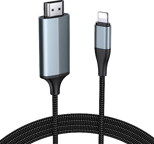 lulaven Cable HDMI para iPhone, Pantalla de sincronización de Video AV Digital 1080P Cable de Conector convertidor Adaptador HDMI para Todos los iPhone Pad Pod a TV Monitor Proyector,2m