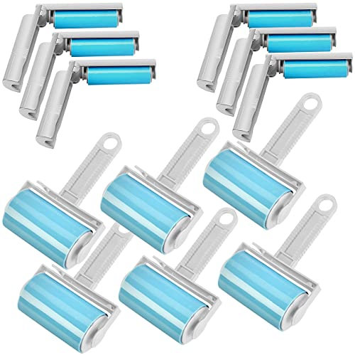 infactory Fusselbuerste: 12er-Set wiederverwendbare Fussel- und Tierhaarrollen in 2 Größen (Fusselrolle für Wäsche, Silikon Fusselrolle, Handschuhe)
