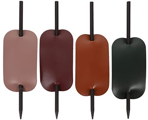 Lurrose Leder Haarspange mit Stick 4 Stücke Oval Faux Leder Haarnadel Leder Holz Haarklammern Rutsche Barrette Pferdeschwanzhalter für Haare