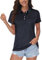 MAGCOMSEN Damen Sport Poloshirt Golf Sommershirt Kurzarm Polohemd Damen Atmungsaktiv Tennis Shirts Quick Dry Polo Funktionsshirts Leicht Laufen Yoga T-Shirts Schwarz M
