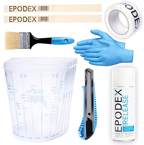 EPODEX® Epoxidharz Zubehör-Set (Klein) für River-Tische, Lampen und Projekte mit hohen Form- und Gussteilen