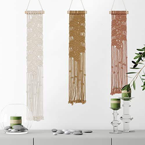 EISKBC Kleines Makramee-Wandbehang-Set, Boho-Makramee-Wandteppich, Wanddekoration, gewebtes Garn, Quaste, Wandteppich, Wandkunst, handgefertigte Wohnkultur für Schlafzimmer, Wohnzimmer