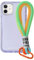 case&me Coque avec Cordon Urban pour iPhone 11, Cordon Multi-usages Amovible, Coque Transparente colorée, Coque Fashion, Violet