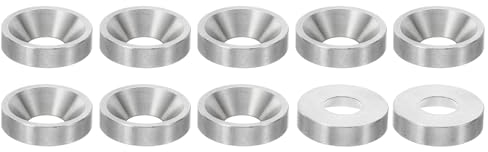 PATIKIL Rondelle Plate Finition M8, Lot de 10, en Acier Inoxydable 304 Massif, 20 Mm de Diamètre, 5 Mm de Hauteur, Pour Vis à Tête Fraisée Cnc Pour La Construction