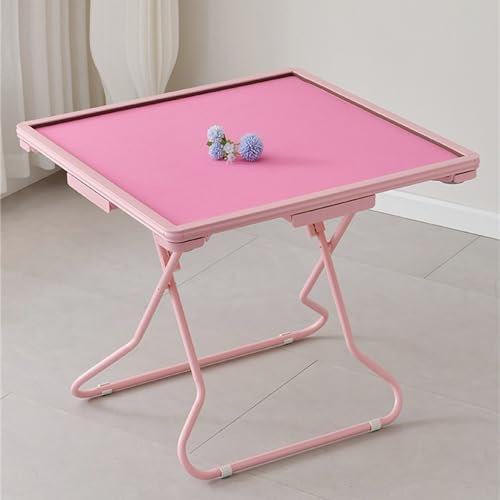 JIANGSS Mahjong-Tisch, Mahjong-Spiel, klappbarer quadratischer Kartentisch, Pokerkarten, Mahjong, Brettspiele, mehrere Farben, mit 4 Getränkehaltern und Chip-Tabletts, für 4 Personen,F