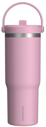 Hydrapeak Nomad Trinkbecher mit Griff und Trinkhalm-Deckel, auslaufsicher, doppelt isoliert, 950 ml, Edelstahl, Rosa (Cotton Pink)