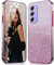 DESSEN Cover per Samsung Galaxy A55 5G Glitter - Trasparente Morbida Silicone Custodia Antiurto Protezione Case con Bordo Placcato e Carta Glitter, Rosa